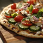 Tzatziki Chicken and Veggie Naan Pizza