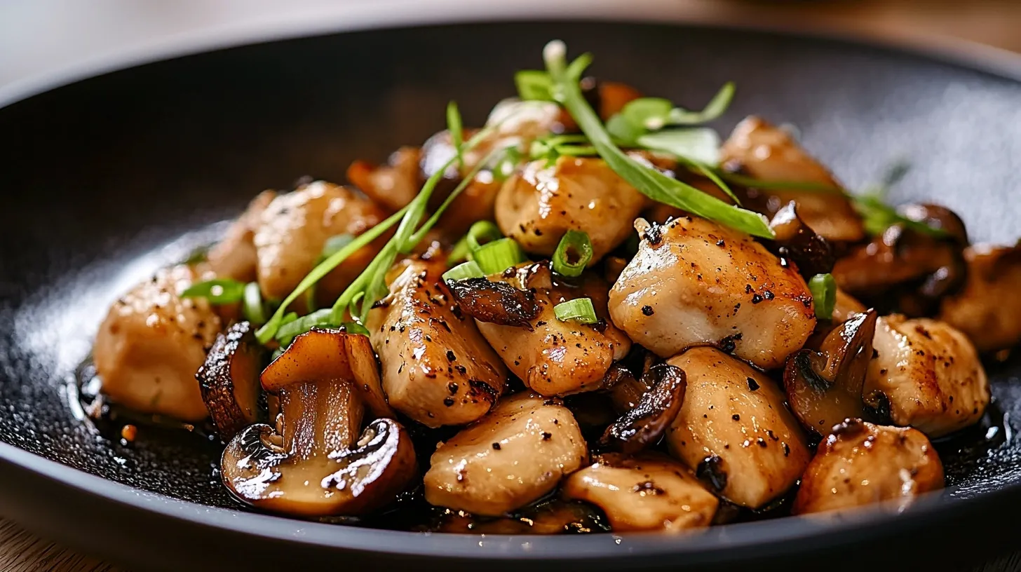 black pepper chicken with mushrooms
