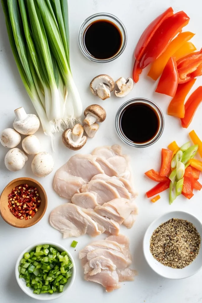 black pepper chicken with mushrooms