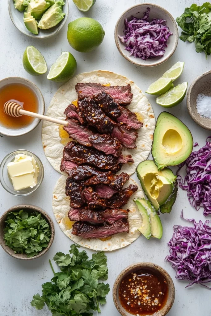 garlic butter honey bbq beef tacos