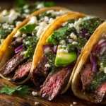 Grilled Steak Tacos with Cilantro Chimichurri Sauce
