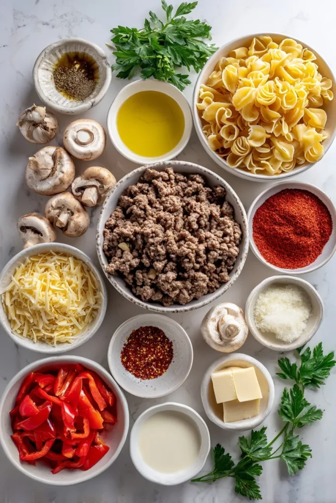 One Pot Creamy Beef Pasta