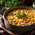 One Pot Macaroni Cheeseburger Soup