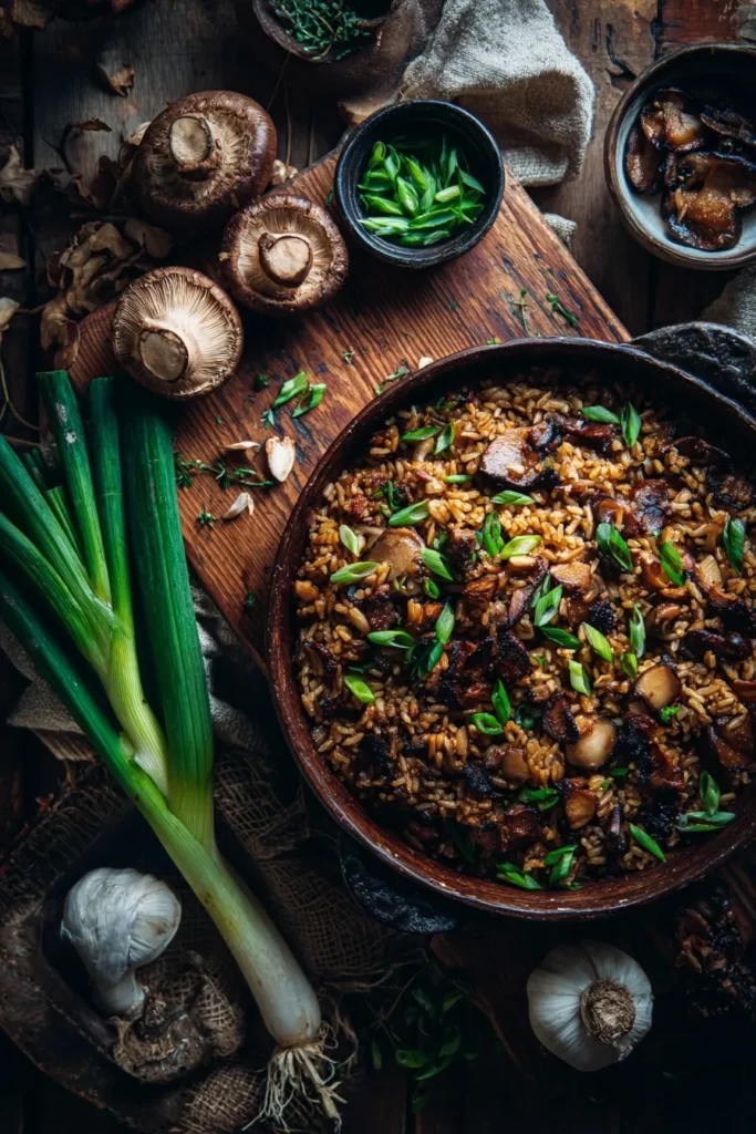 One Pot Mushroom and Ginger Rice