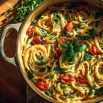 One Pot Pasta with Spinach and Tomatoes