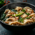 potsticker soup with mushrooms bok choy