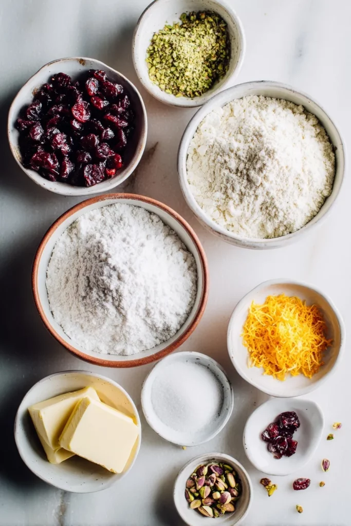 Cranberry Pistachio Shortbread Cookies
