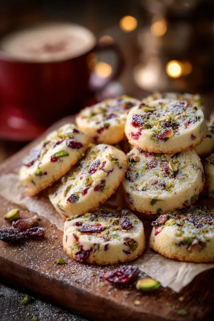 Cranberry Pistachio Shortbread Cookies
