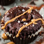 Greek Yogurt Chocolate Brownie Muffin Cups With Peanut Butter Drizzle