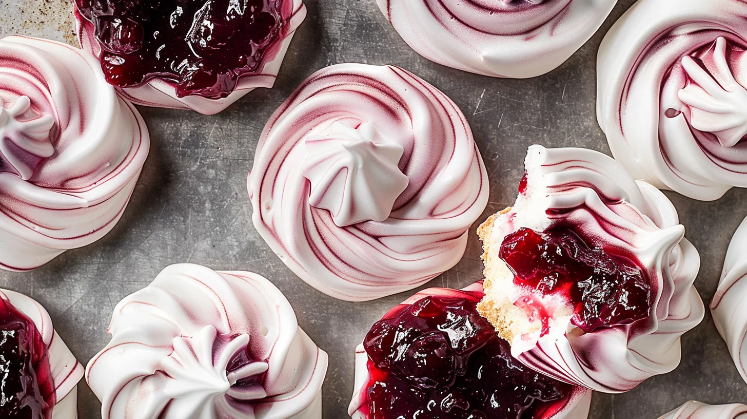 Meringue Cookies Swirled With Jam