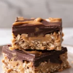 No-bake Peanut Butter Chocolate Oatmeal Sandwich Bars With Greek Yogurt Filling
