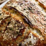 No Knead Seeded Oat Bread