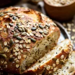No Knead Seeded Oat Bread
