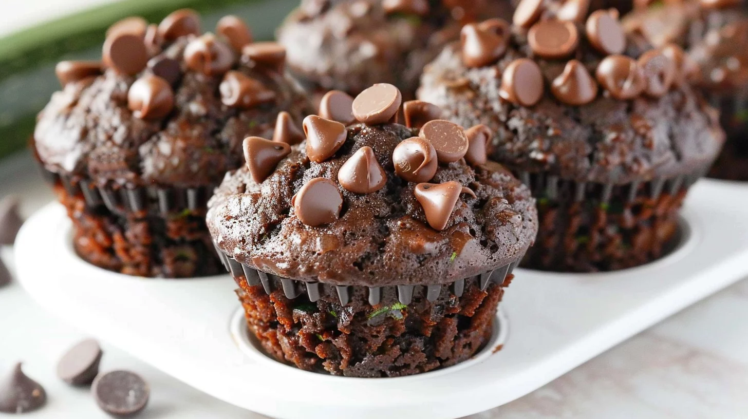 Bakery Style Double Chocolate Zucchini Muffins Recipe