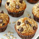 Chocolate Chip Oatmeal Muffins With Banana and Gooey Yogurt