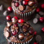 Chocolate Cranberry Zucchini Muffins