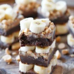 Frozen Greek Yogurt Banana Brownie Bites With Peanut Butter Crunch Layers
