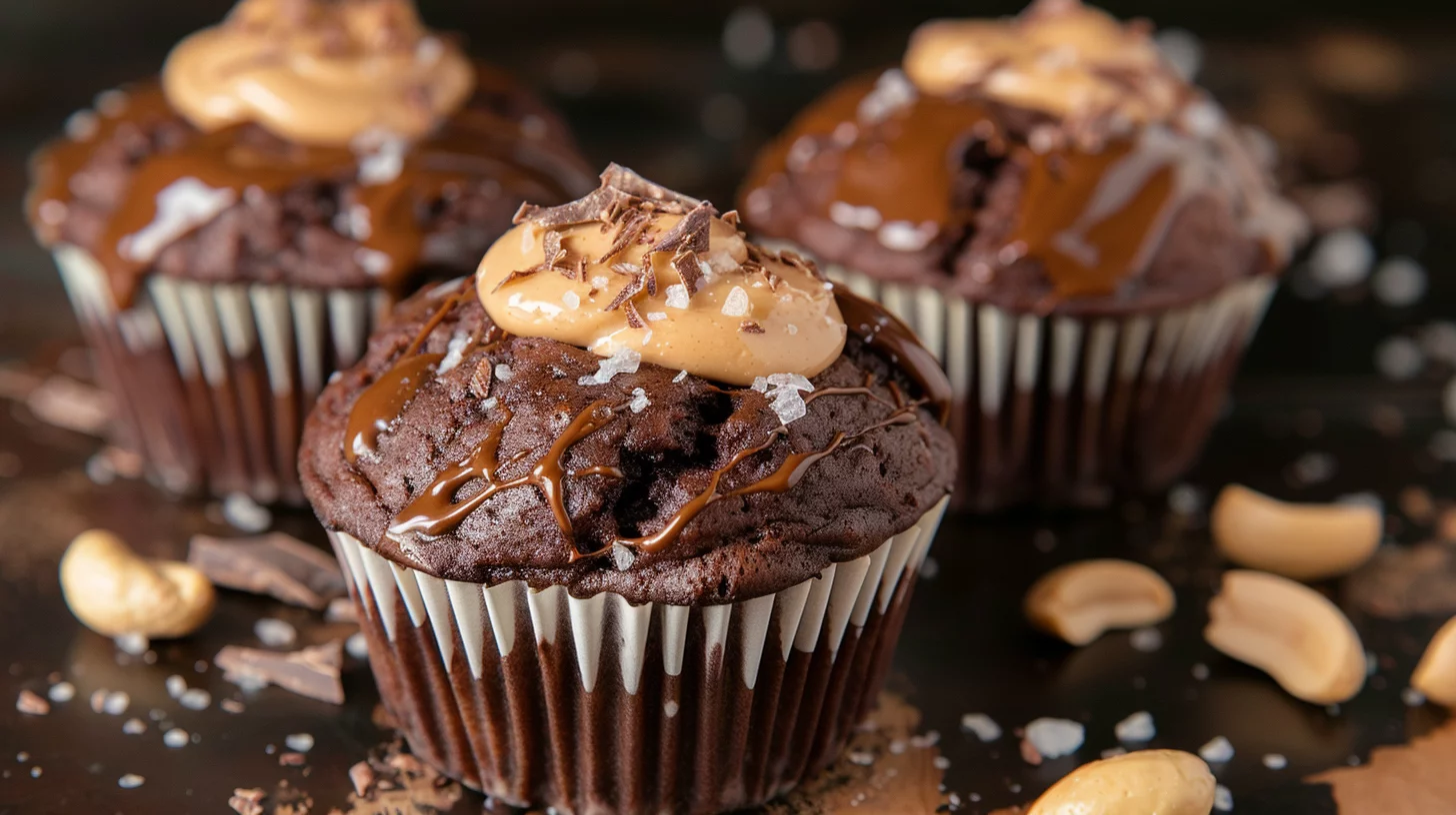 Greek Yogurt Chocolate Peanut Butter Lava Muffins