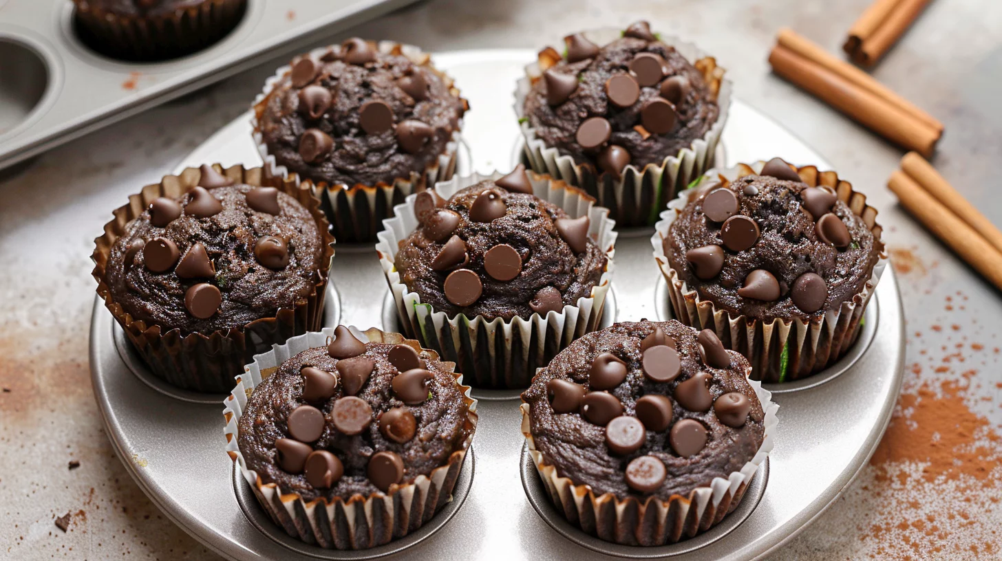 Healthy and Moist Chocolate Zucchini Muffins