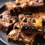 Healthy Chocolate Chip Peanut Butter Oat Blondies With Gooey Peanut Butter Swirl