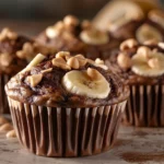 Healthy Double Chocolate Banana Muffins With Peanut Butter Swirl
