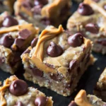 Healthy Greek Yogurt Chocolate Chip Blondies With Peanut Butter Swirl