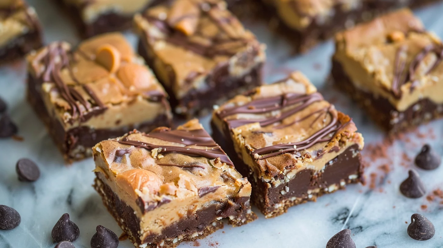 Healthy Greek Yogurt Chocolate Chip Blondies With Peanut Butter Swirl