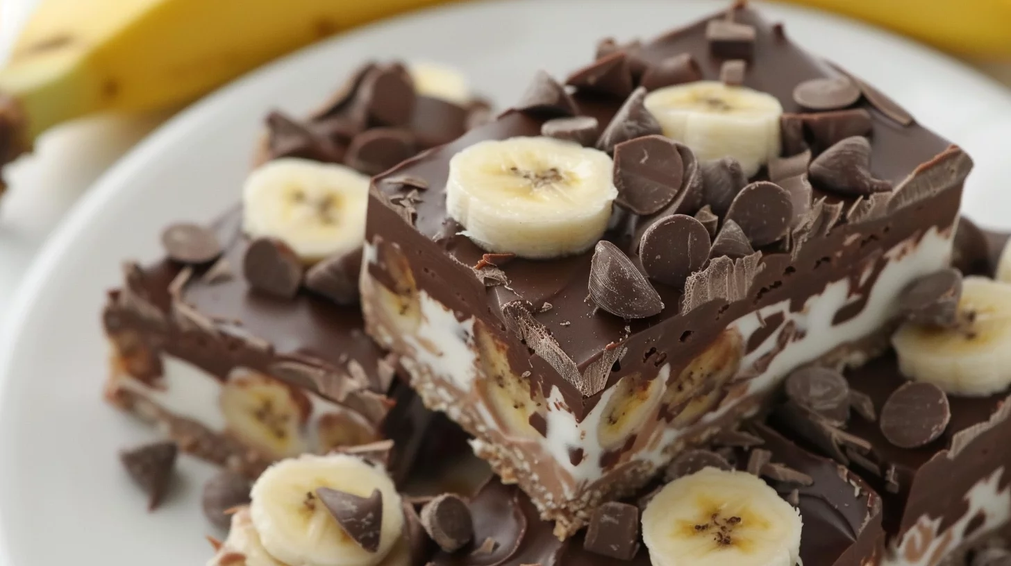 Healthy No Bake Chocolate Yogurt Banana Fudge Cookie Bars