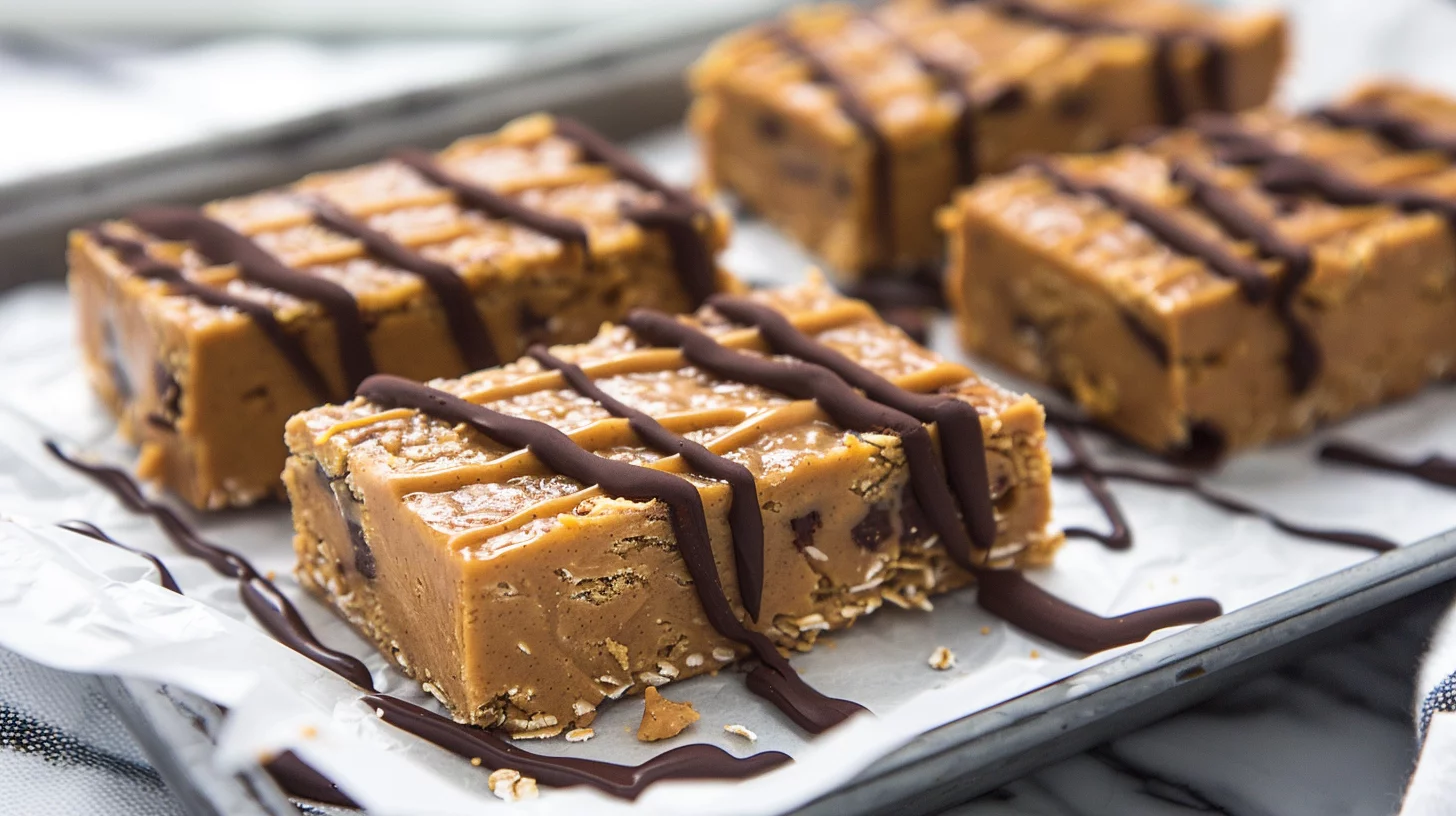 Healthy No Bake Peanut Butter Chocolate Protein Bars With Oat Crust