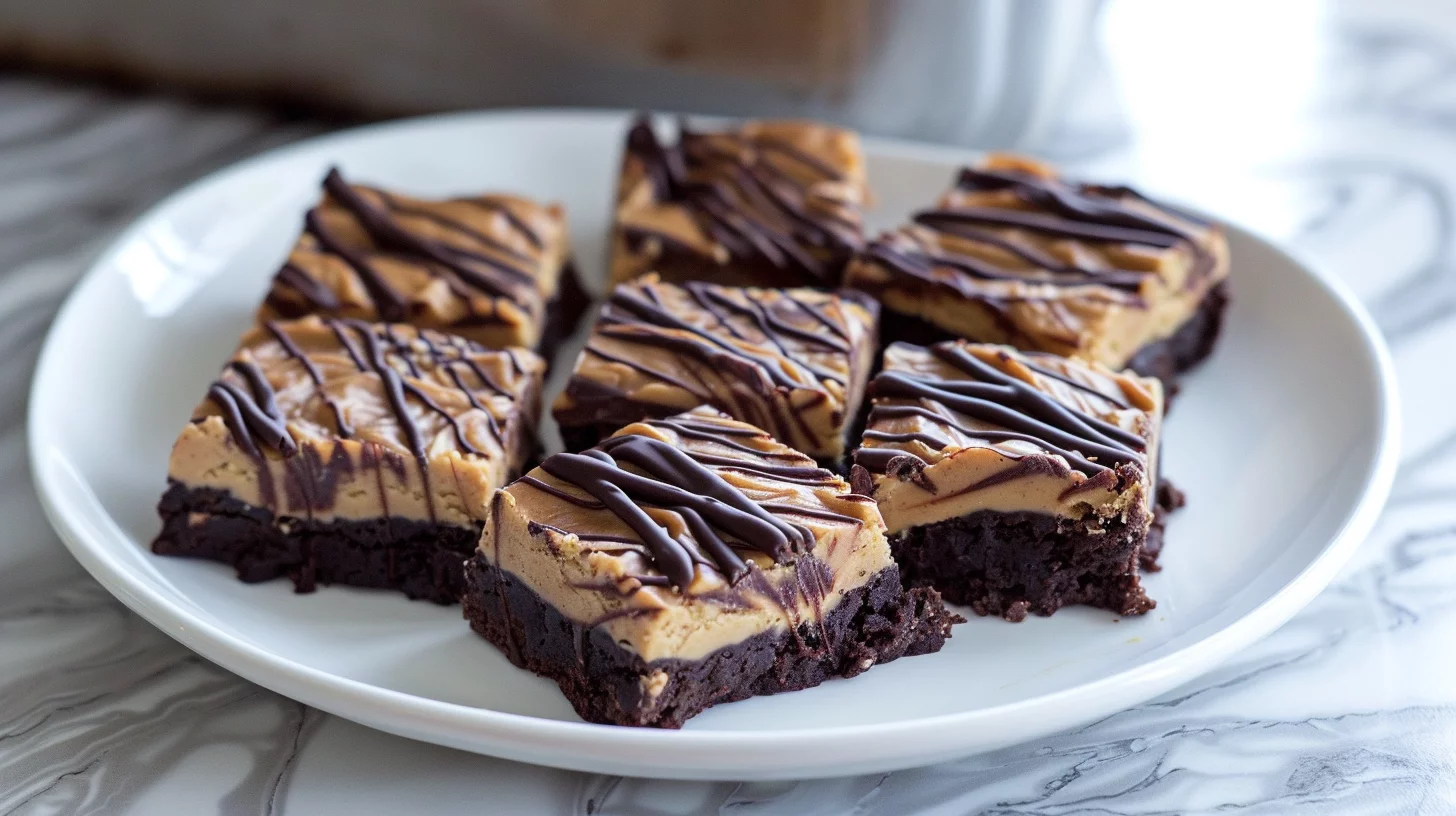 Healthy Peanut Butter Greek Yogurt Blondies With Dark Chocolate Swirls