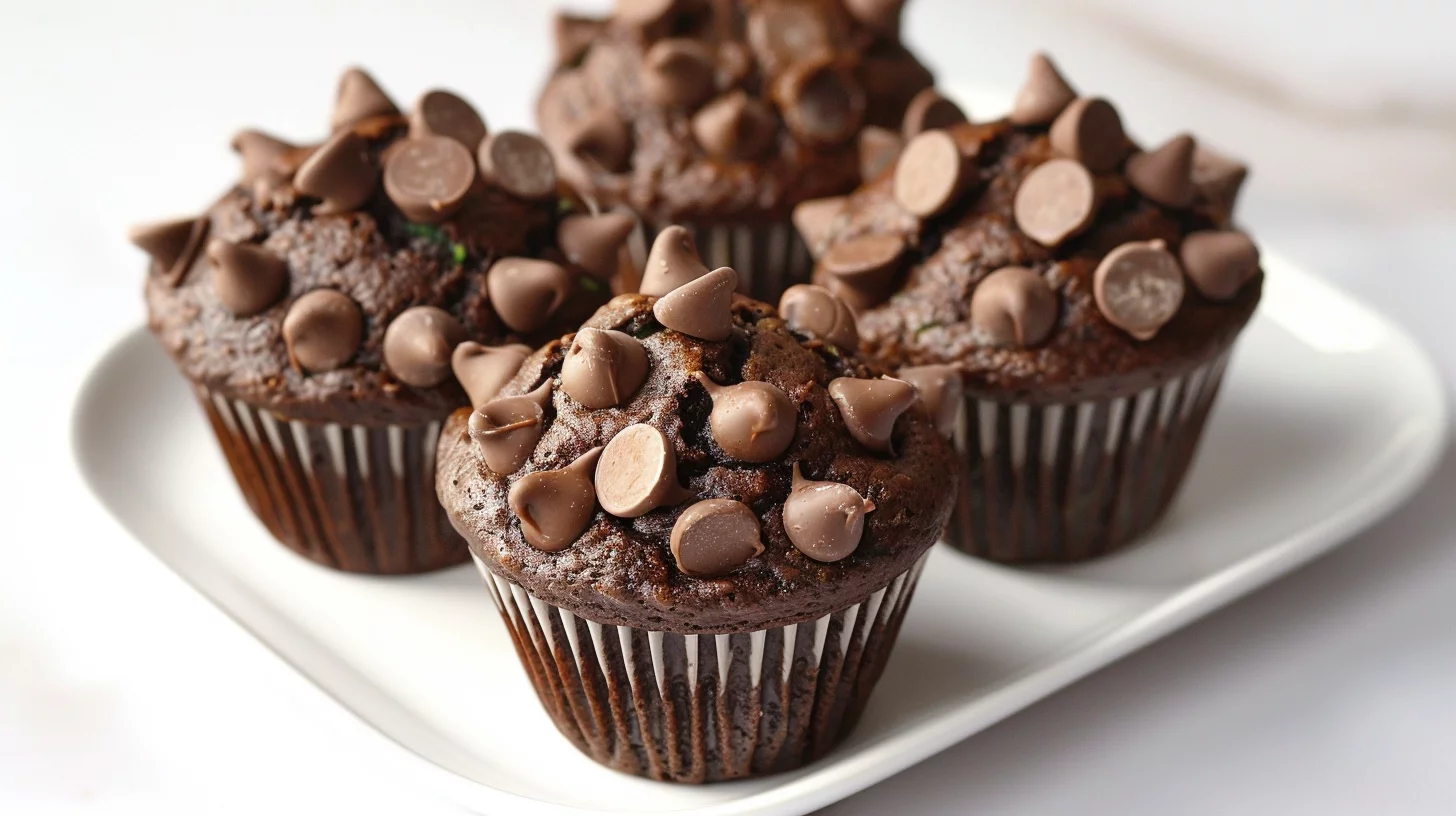 Irresistibly Moist Double Chocolate Zucchini Muffins