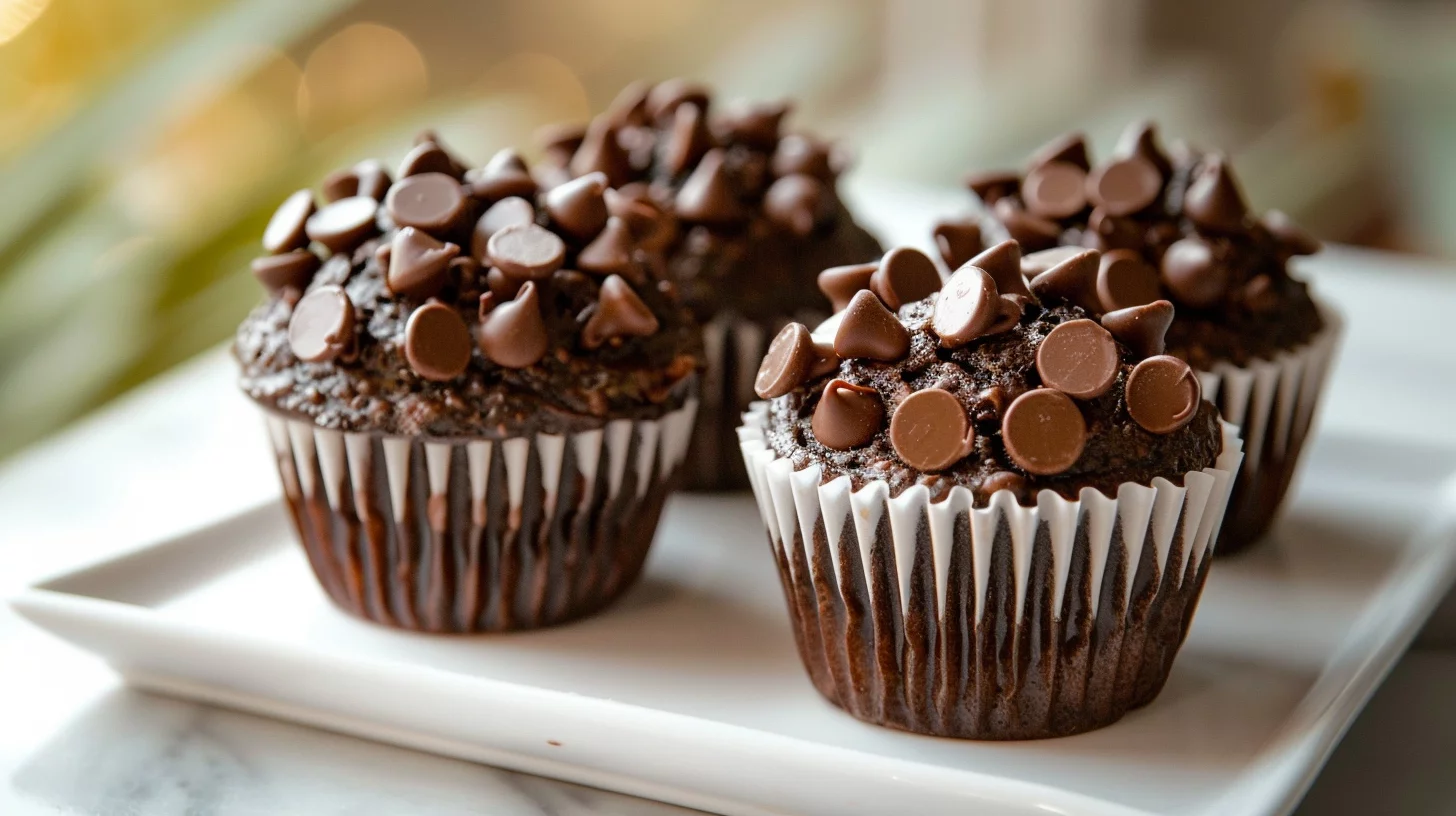 Moist Double Chocolate Zucchini Muffins