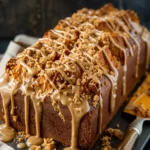 Moist Pumpkin Loaf Cake With Crumb Topping and Biscoff Glaze
