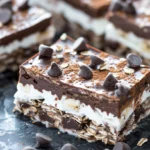 No-bake Chocolate Banana Protein Oat Bars With Greek Yogurt Layers