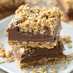 No Bake Peanut Butter Oat Chocolate Energy Bars With Fudge Layers
