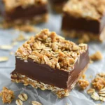 No Bake Peanut Butter Oat Chocolate Energy Bars With Fudge Layers