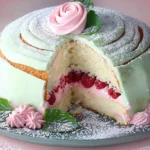 Princess Cake Rolled Slice With Raspberry Custard