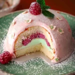 Princess Cake Rolled Slice With Raspberry Custard