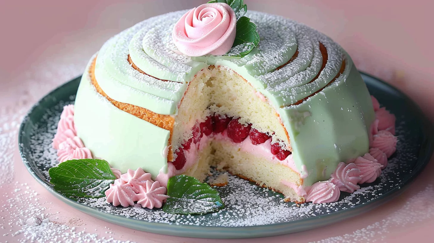 Princess Cake Rolled Slice With Raspberry Custard