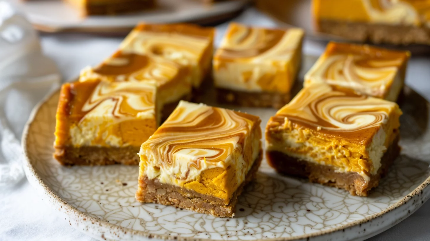 These Swirled Pumpkin Cheesecake Bars