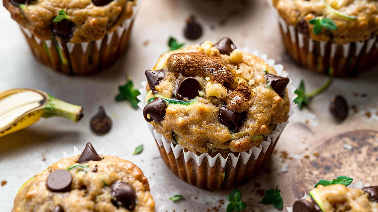 Wholesome Chocolate Chip Banana Zucchini Muffins For Fall
