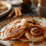 Cinnamon Roll Pancakes With Icing Drizzle