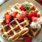 Fluffy Waffles With Fresh Strawberries