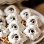 Ghost Pretzels Dipped In White Chocolate