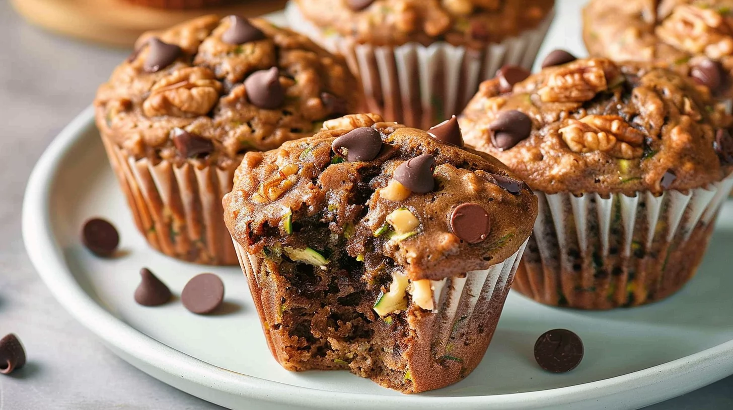 Moist Chocolate Chip Zucchini Muffins