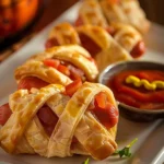 Mummy Hot Dogs With Mustard Eyes