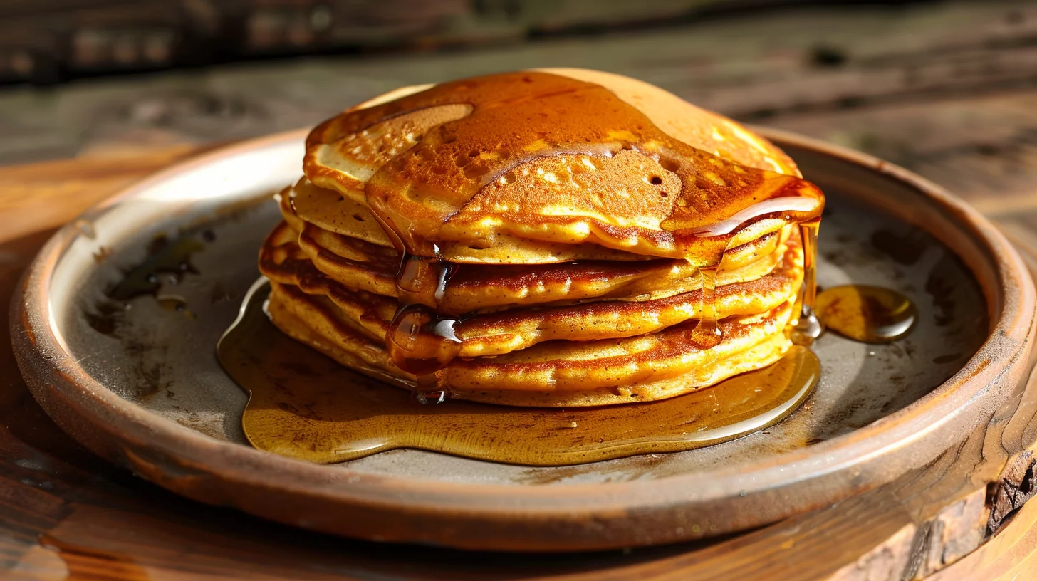 Pumpkin Pancakes With Maple Syrup
