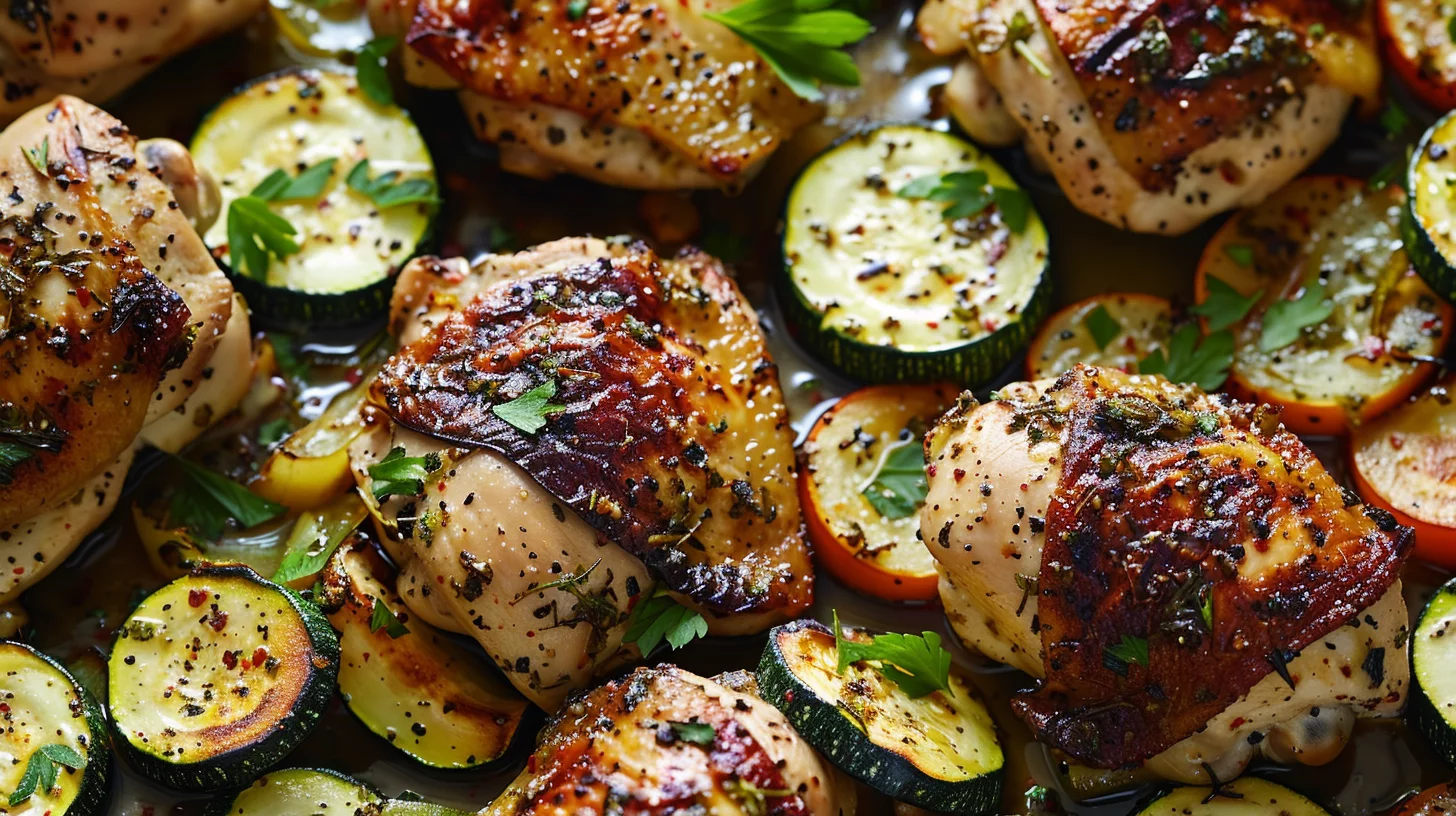Sheet Pan Mediterranean Chicken and Zucchinis