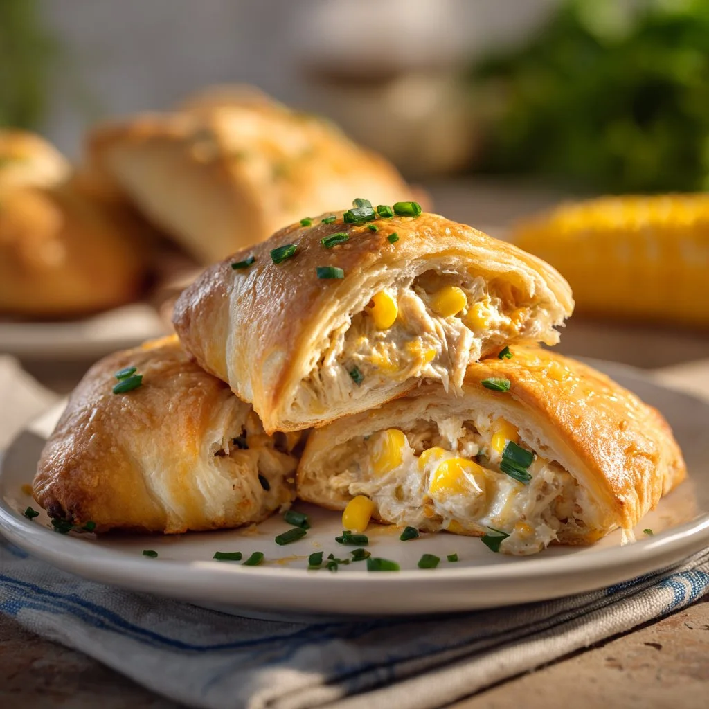 Cheesy chicken crescent rolls baked to golden perfection