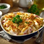 Delicious Chicken Blue Ribbon Casserole ready to serve
